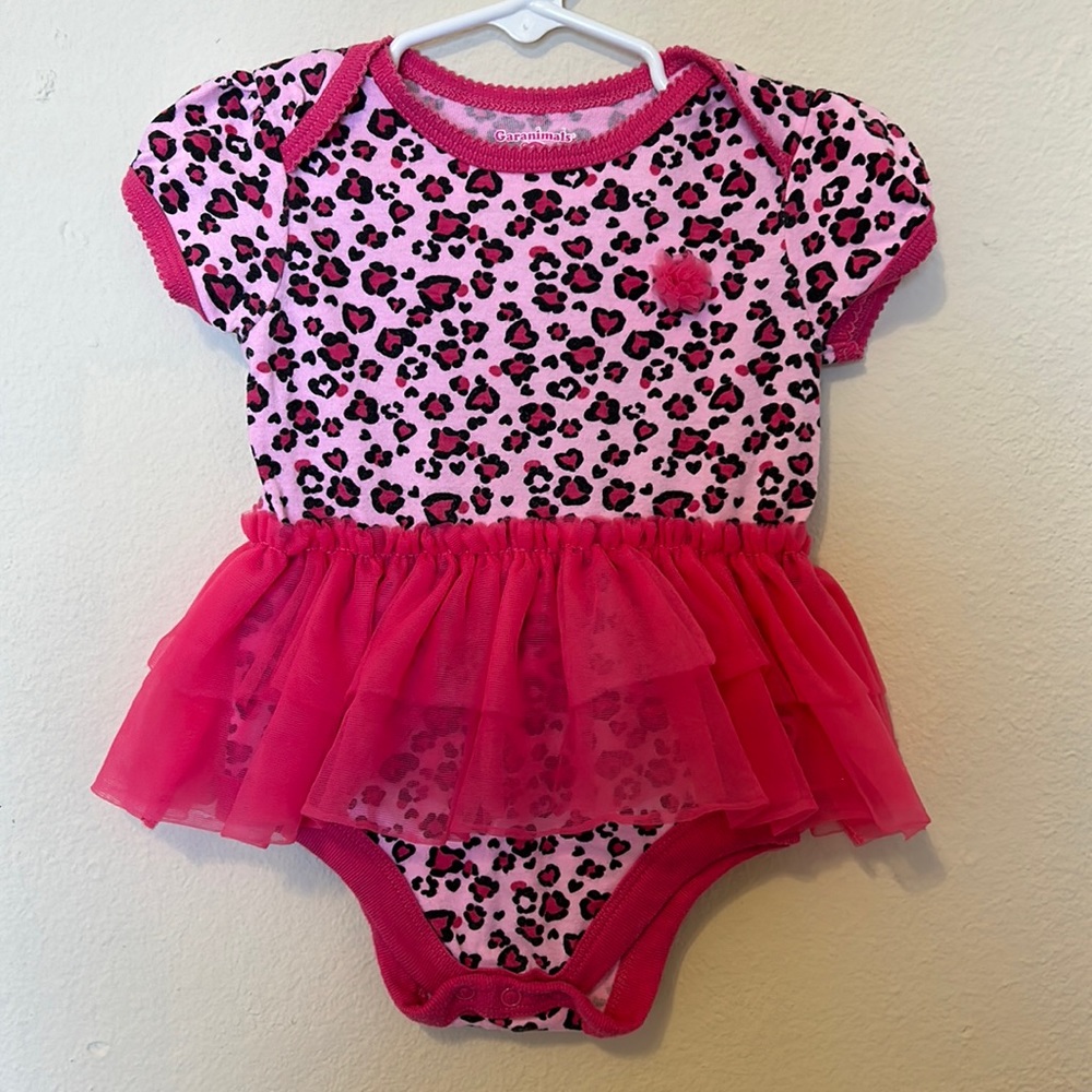 Pink Leopard Print Onesie w/ Tutu size 12 mon